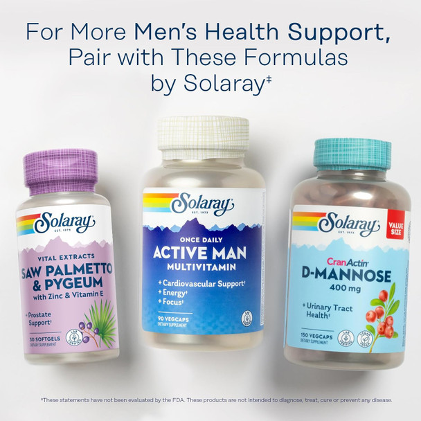 Solaray Saw Palmetto And Pygeum - Saw Palmetto For Men W/Pygeum Bark, Zinc, Vitamin E, Pumpkin Seed Oil - Prostate Supplements For Men W/Beta Sitosterol - 60-Day  - 30 Servings, 30 Softgels