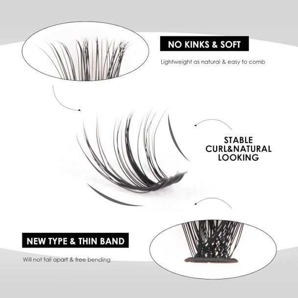 Lash Clusters 320Pcs Individual Lashes 60D&80D Diy Lash Extensions D Curl Lash Clusters False Eyelashes Natural Look 10-16Mm Mix Cluster Eyelash Extensions Easy To Use (60D+80D-0.07D)
