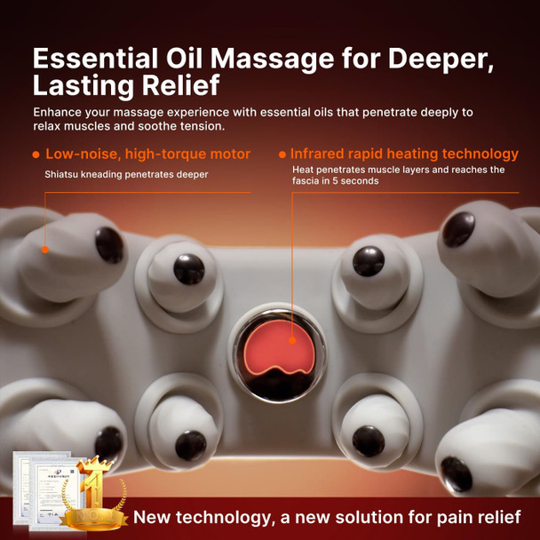 Moza Cordless Neck Massager With Heat- Neck Massager For Pain Relief Deep Tissue- Emulating Human Hand, Protein Leather Comfort& Painless Relaxation