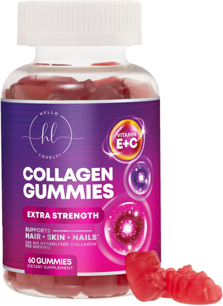 Collagen Peptides For Women - Collagen Gummy With Biotin For Hair, Skin, Nail, Bone & Joint Support, Extra Strength Hydrolyzed Collagen Peptides Supplement For Women & Men, Non-Gmo - 60 Gummies