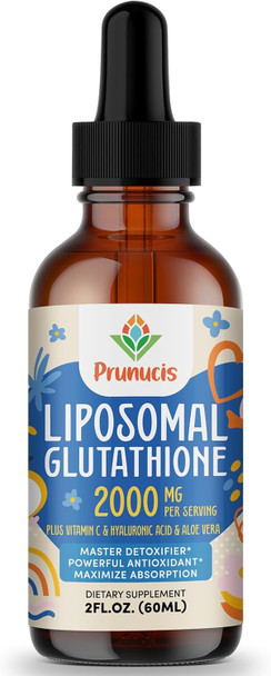 2000Mg Liposomal Glutathione Liquid, 98% Absorption, Glutathione Liquid Supplement, Active Form L- Glutathione, Powerful Antioxidant Non-Gmo For Immune System, Aging Defense, Detox, 2 Fl.Oz
