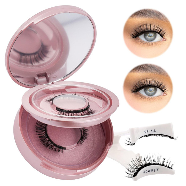 Fadvan Magnetic Eyelashes With Applicator, 2 Pairs 2 Style Reusable Magnetic Lashes Natural Look, No Glue Or Liner Needed False Eyelashes, Wispy Strip Lashes Clear Band Magnetic Lashes Kit R1+R2