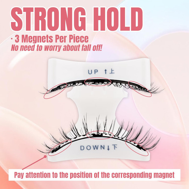Fadvan Magnetic Eyelashes With Applicator, 2 Pairs 2 Style Reusable Magnetic Lashes Natural Look, No Glue Or Liner Needed False Eyelashes, Wispy Strip Lashes Clear Band Magnetic Lashes Kit R1+R2