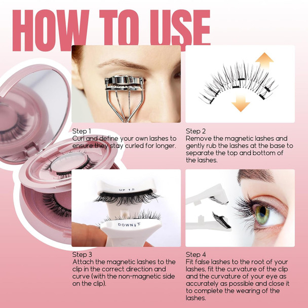 Fadvan Magnetic Eyelashes With Applicator, 2 Pairs 2 Style Reusable Magnetic Lashes Natural Look, No Glue Or Liner Needed False Eyelashes, Wispy Strip Lashes Clear Band Magnetic Lashes Kit R1+R2