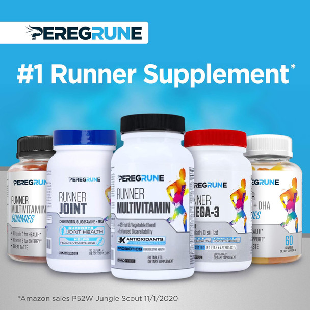 Runner Multivitamin Gummies - Daily Vitamin For Running With Vitamins A, C, D, E, And B Complex – 50% Less Sugar – Antioxidants, Recovery, Endurance, And Energy Gummy – Certified Running Sup