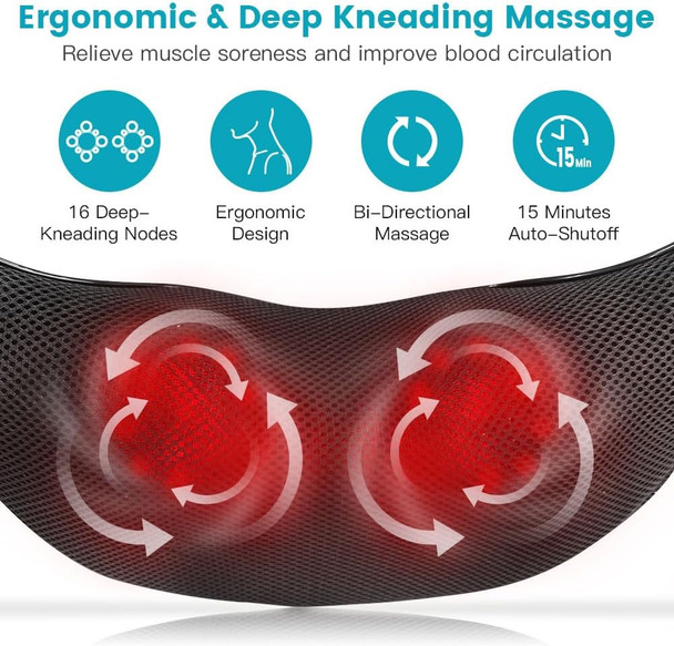 Gifts For Mom, Shiatsu Neck And Back Massager, Neck Massager For Pain Relief Deep Tissue, Kneading Electric Shoulder Massagers For Home, Office, Back Massager Gifts For Family