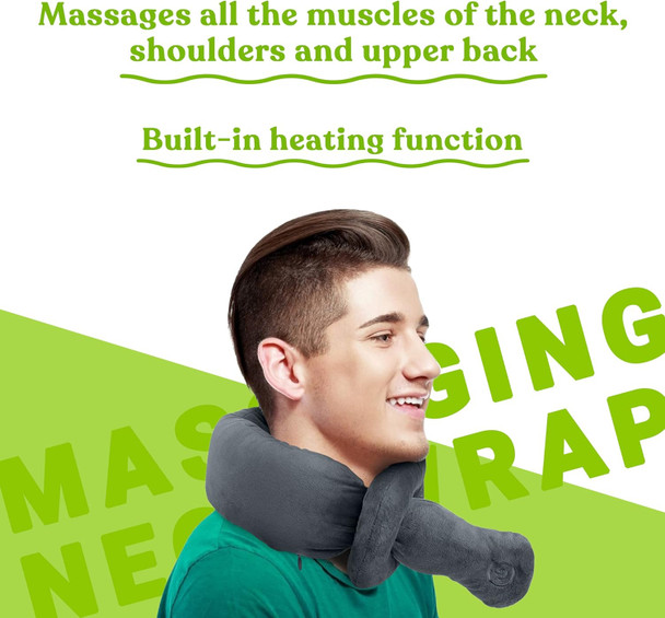 Pursonic Portable Neck & Shoulder Adjustable Massaging Wrap With Soothing Heat To Relax And Soothe Your Neck & Shoulder Areas,Ultra-Plush Fabric, Exterior Is Machine Washable (Charcoal Grey)