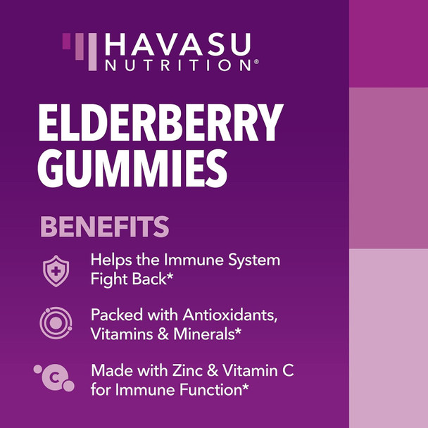 Sambucus Elderberry Gummies For Adults - Immune Support Supplement With Vitamin C And Zinc - Enhanced Formula For Daily Defense - 60 Count, 1 Month Supply, Berry Flavor - Convenient Wellness