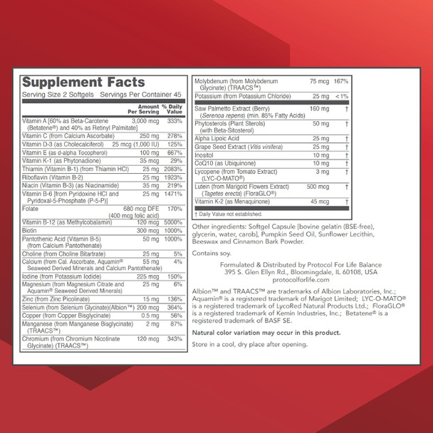 Protocol Ortho Multi Softgels For Men - Multivitamin For Prostate Health - With Saw Palmetto, Zinc & Coq10 - Men'S Daily Multivitamin - Iron - 90 Softgels
