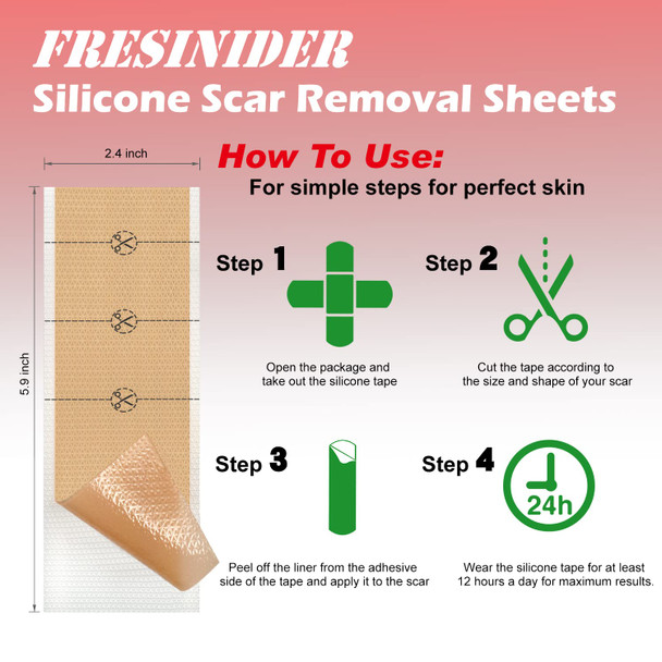 Silicone Scar Sheets - 5.9"X2.4" Extra-Large For Enhanced Coverage, Pack Of 8 - Comfortable, Effective For Acne, Post-Surgery Scars, Hypertrophic, Keloid, Tummy Tucks