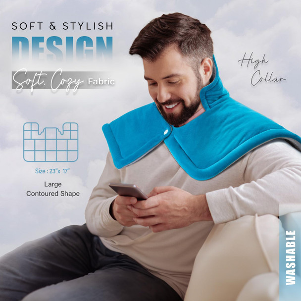 Heating Pad For Neck And Shoulders, Gifts For Women, Men, Mom, Dad, Christmas, Birthday, Mothers Day, Fathers Day - Weighted Neck Heating Pad For Pain Relief, 6 Heat Setting 2H Auto-Off Home Office