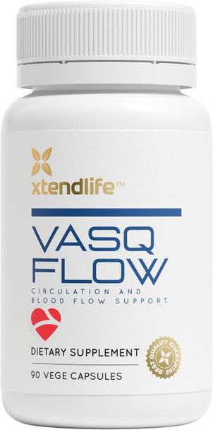 Xtendlife Vasqflow Circulation And Blood Flow Support - Nitric Oxide Supplement To Improve Nitric Oxide, Oxygen Flow, Healthy Blood Pressure & Immunity  100% Vegan, Non-Gmo (90 Count)