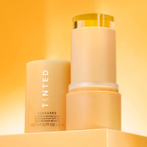 Live Tinted Hueguard Invisible Sunscreen Stick Spf 50: Waterproof, Sweatproof, Body And Face Sunscreen Stick, Roll On Sunscreen, No White Cast & Hydrating Tinted Sunscreen, Reef Friendly, 0.77Oz / 22G