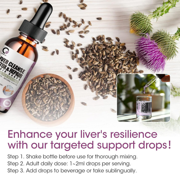 2 Pack Liver Cleanse Detox & Repair Liquid Drops With Milk Thistle, Artichoke Extract, Liver Supplement For Liver Cleanse & Detox, Antioxidant, Digestive Support,Vegan - 4 Fl Oz
