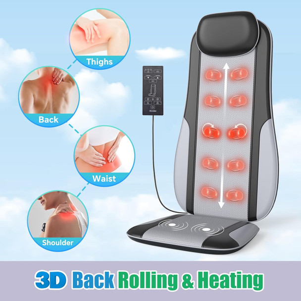 Back Massager For Pain Relief Deep Tissue, Shiatsu Massage Chair Pad With Heat, Kneading Massage Seat Cushion, Electric Full Body Massager For Home Office Travel Use, Gifts For Women Men Dad Mom