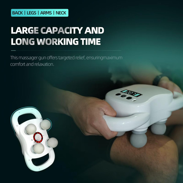 Deity Massage Gun Deep Tissue, 4-Heads Handheld Electric Body Massager, Rechargeable Percussion Massager For Pain Relief In Back, Leg, Neck, Shoulder And Body, Relax Perfect Gifts For Man Women, White