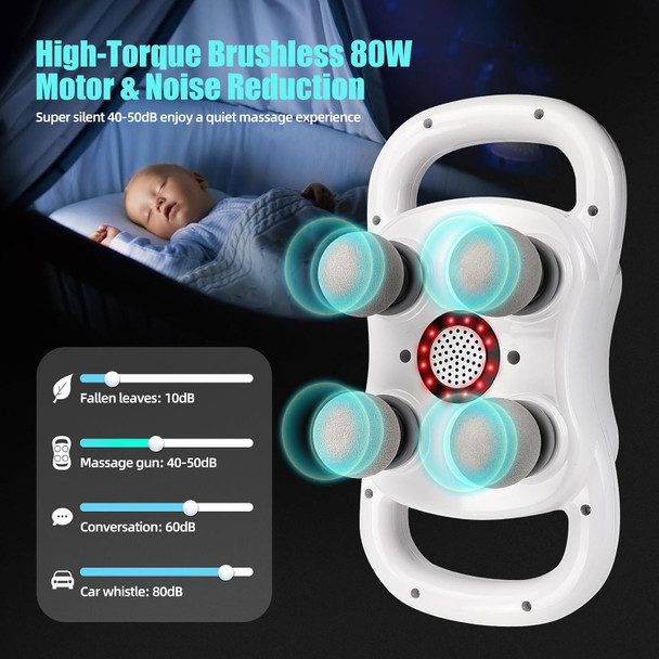 Deity Massage Gun Deep Tissue, 4-Heads Handheld Electric Body Massager, Rechargeable Percussion Massager For Pain Relief In Back, Leg, Neck, Shoulder And Body, Relax Perfect Gifts For Man Women, White