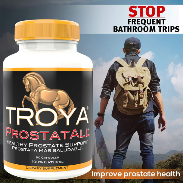 Prostatall Troya Prostate Health Supplement - Advanced Formula Saw Palmetto With Zinc, Stinging Nettle & Pumpkin Seed Extract - Prostate Health For Men - Effective Natural Dht Blocker Supplement