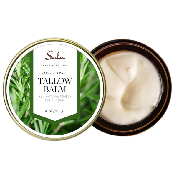 Sulu Organics Natural Whipped Tallow Balm For Face And Body, Natural Moisturizer Made With Grassfed Beef Tallow- 4 Oz/113 G (Vanilla)