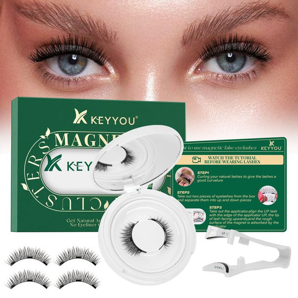 Magnetic Eyelashes 1 Pair Eyelashes Magnetic Lashes Nature Look Reusable Magnetic Eyelashes With Applicator No Glue Needed Magnetic Lashes Easy To Wear And Remove(Yc05)