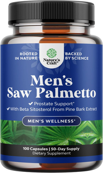 Natures Craft Saw Palmetto For Men With Beta Sitosterol - Saw Palmetto Extract Prostate Health Supplement For Men For Bladder Control And Prostate Support - Restoring Hair Supplement For Men