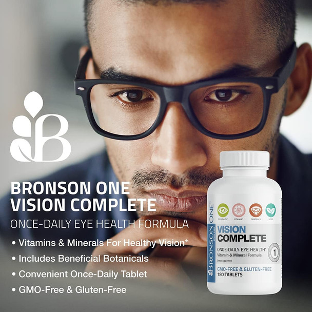 Bronson One Daily Vision Complete Eye Health Support Multivitamin Multimineral Supplement Formula, 180 Tablets