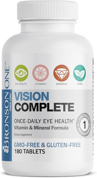 Bronson One Daily Vision Complete Eye Health Support Multivitamin Multimineral Supplement Formula, 180 Tablets
