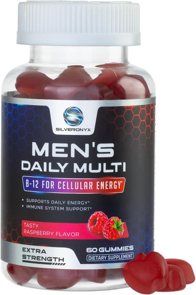 Men Multi Vitamin Gummy - Multi-Vitamin For Men Daily Nutritional Support With Vitamins A, C, D, E, B12, Zinc, Folate, Biotin & More - Focus, Energy, Memory & Immune Health Support - 60 Gummies