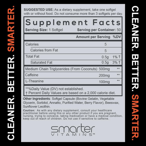 200Mg Caffeine Pills - Mct Oil From 100% Coconuts + 100Mg L-Theanine, Advanced Energy, Clean Focus And Perfect Clarity + All Natural Smooth Extended Release