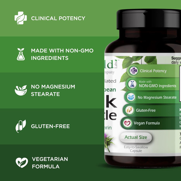Emerald Labs European Milk Thistle - Organic Milk Thistle Extract - Supports Liver Health & Helps Maintain Natural Energy, Digestion & Brain Health - 60 Vegetable Capsules (Up To 60-Day Supply)