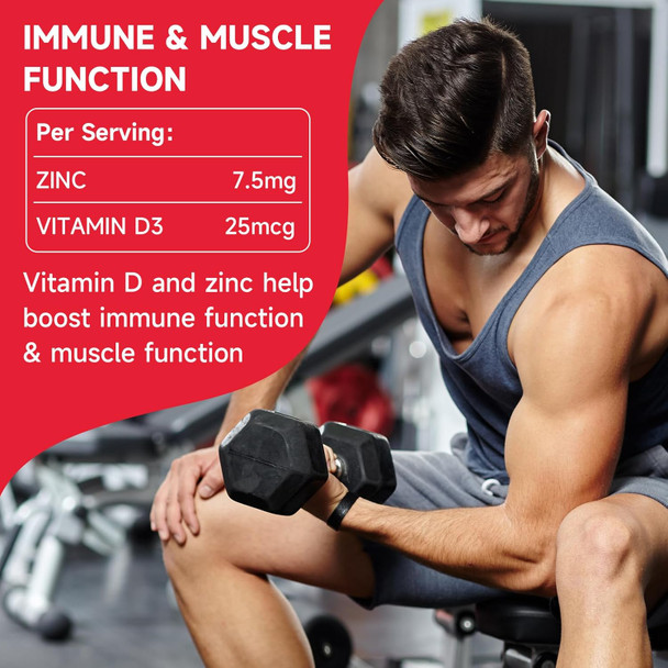 Calcium Magnesium Zinc Gummies With High Absorption Magnesium 300Mg, Calcium Supplement With D3 For Bone, Muscles & Immune Support For Kids & Adults, Strawberry Flavor, 120 Count