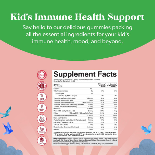 Usda Organic Kids Multivitamin Gummies - Vegan Organic Multivitamin For Kids 2+ With 14 Essential Vitamins And Minerals - Daily Kids Gummy Multivitamins - Vegan Nut & Non-Gmo (60 Count)