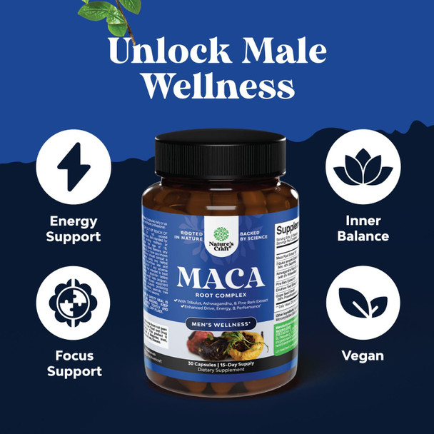 Potent Black Maca Root Capsules For Men - Herbal Wellness Supplement With Siberian Ginseng Ashwagandha And Black Maca Root - Men’S Wellness Supplement To Support General Health (Trial Size)