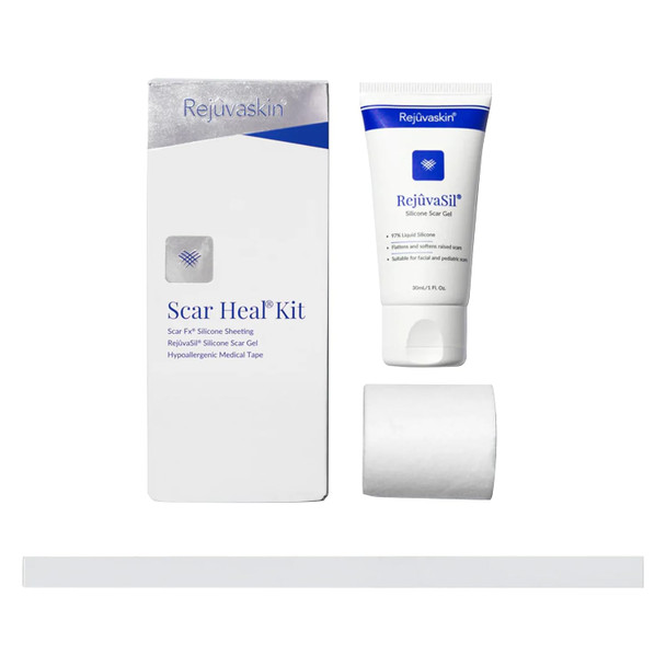 Rejuvaskin Scar Heal Kit For Abdominal Scars, Soften, Flatten, Reduce And Recover, Silicone Sheeting, Rejuvasil Gel & Medical Tape, 1" X 22"