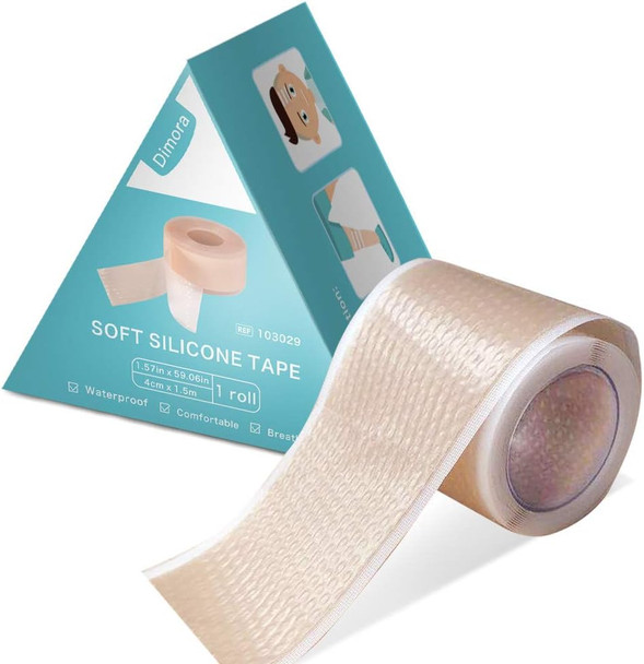 Dimora Silicone Medical Tape - Hypoallergenic First Aid Tapes With Easy Tear Design, Pain-Removal Surgical Tapes For Sensitive Skin, No Residue(1.6In X 59 In),1 Roll