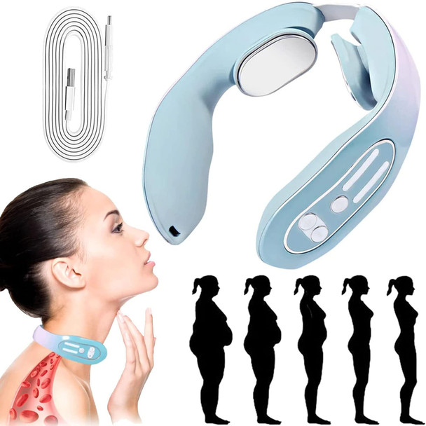 Ems Neck Acupoints Lymphvity Massager Device, Lymphatic Drainage Machine, 12 Modes Ems Neck Massager For Pain Relief, Portable Neck Lymphatic Massager For Women Men (A)