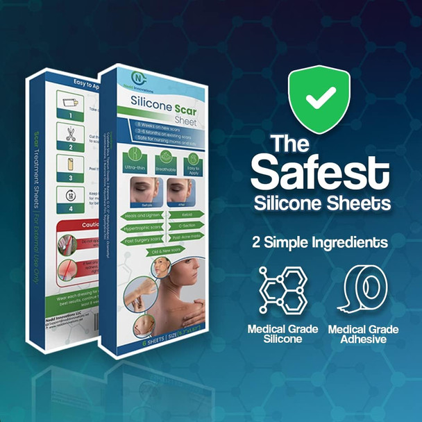 Medical Grade Silicone Scar Sheets  Scar Tape Strips 5.7” X 1.57”  Healing Keloid Scars, C-Section, Surgical Scar Treatment, Tummy Tuck  Pack Of 6 (Strong Adhesive) By Nedd Innovations