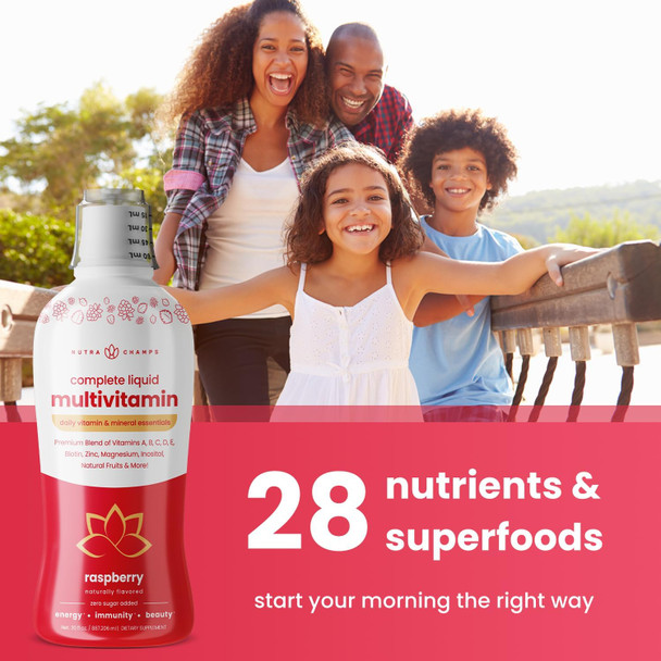 Nutrachamps Complete Liquid Multivitamins  No Added Sugar  Liquid Vitamins For Women, Men & Kids  Vegan Liquid Vitamin Multimineral Supplement  Energy, Immunity & Beauty