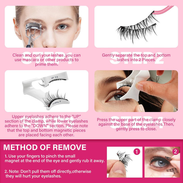 Magnetic Eyelashes With Applicator Long Lasting And Reusable Magnetic Lashes Kit 5Pcs Magnets Per Piece No Glue Needed False Eyelashes Waterproof,Cruelty Free,Easy To Wear(1Pair,Vibrant)