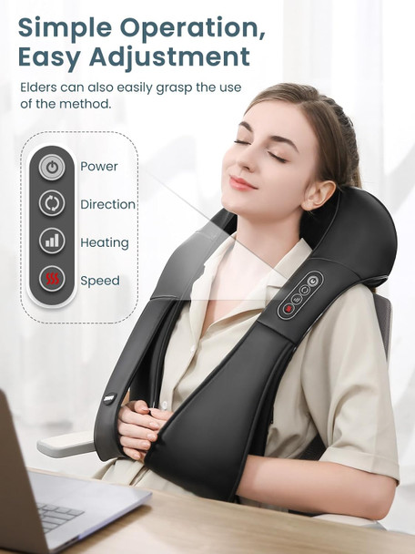 Careboda Shiatsu Neck And Back Massager With Soothing Heat, Electric Shoulder Massage 8 Nodes Deep Tissue 3D Kneading Massages For Pain Relief, Best Christmas Gifts For Man, Woman, Friends, Parents
