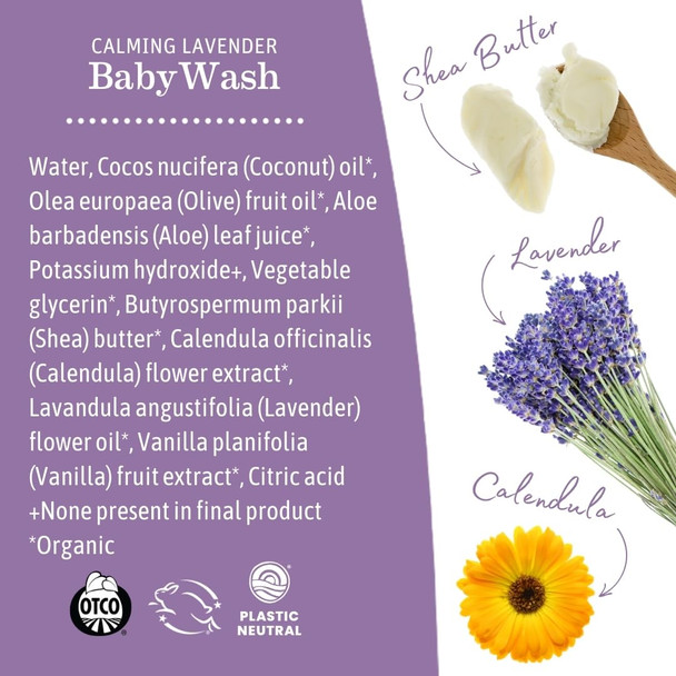 Earth Mama Calming Lavender Baby Wash Liquid Foaming Hand Soap, Organic All-Purpose Lavender Body Wash For Sensitive Skin, Castile Soap With Coconut Oil, Shea Butter, Calendula, & Aloe, 5.3 Fl Oz