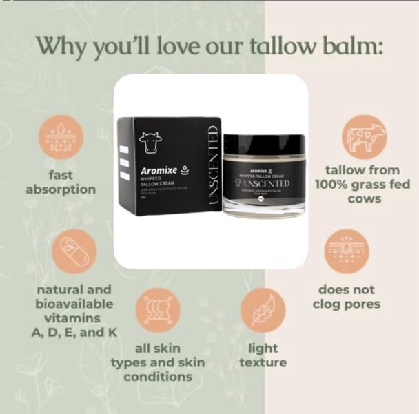 Halal Whipped Tallow Moisturizer For Face And Body - 100% Natural, Grass-Fed, And Sensitive Skin Friendly - 4Oz