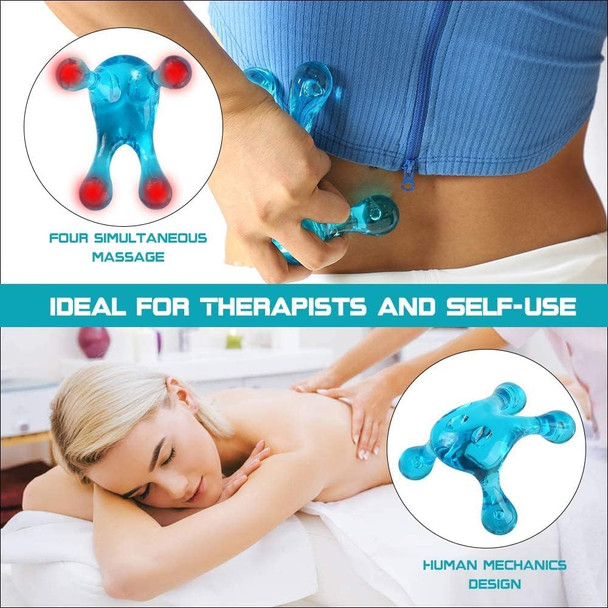Palm Massage Tool - Easier Grip Handheld Massage Tool, Four Point Massage Tool, For Deep Tissue Pain Relief (Blue)