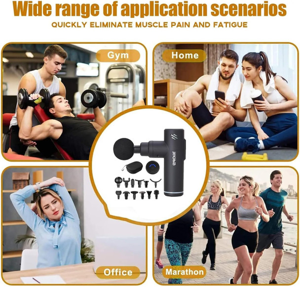 Mini Gun Massager Deep Gun Percussion Deep Tissues Muscle Massager, Quiet Muscle Massage Gun For Shoulder,Neck,Back,Arm,Leg 12 Heads Of Massage