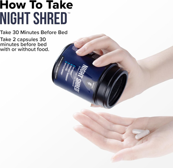 Night Shred Fat Burner And Natural Sleep Support  Ashwaganda, 5-Htp, Cla, Melatonin  Appetite Suppressant  Weight Loss Support Nighttime Fat Burning (60 Vegetarian Capsules)