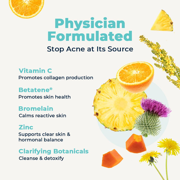 Vitamedica Clear Skin Vitamin Formula  Acne Supplement For Skin Clearing  Breakout Treatment For Women And Men  Vitamins A, C, E, Selenium, Chromium, And Zinc For Acne And Skin Health  60 Count