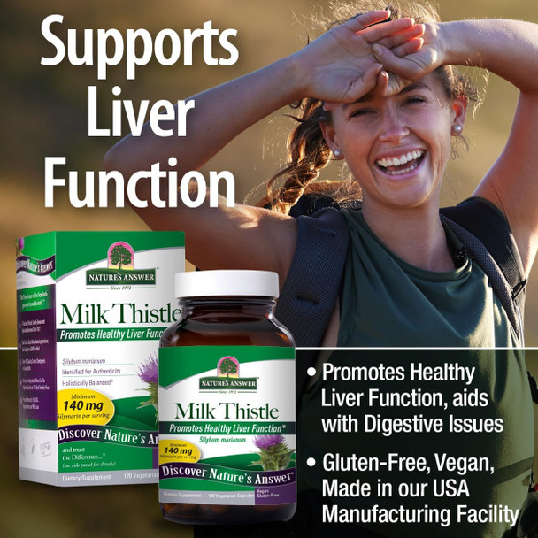Nature'S Answer Milk Thistle Silybum Marianum Maximum Strength 120 Capsules Silymarin Essential Natural Ingredients Supports Healthy Liver Function Indulgence Indigestion And Upset Stomach