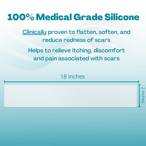 Newgel+ Advanced Silicone Professional Scar Treatment Tape For Abdomen And Extremity, Post Surgery, C-Section, Injury, Keloids, Burns, Reusable, 2" X 18" Strip - Clear