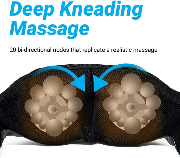 Ireliev Wireless Rechargeable Shiatsu Neck & Back Massager With Heat - 3D Deep Tissue Kneading Massage Pillow - Adjustable Intensity - Shoulders, Leg, Body - Home, Car, Office - Travel Bag