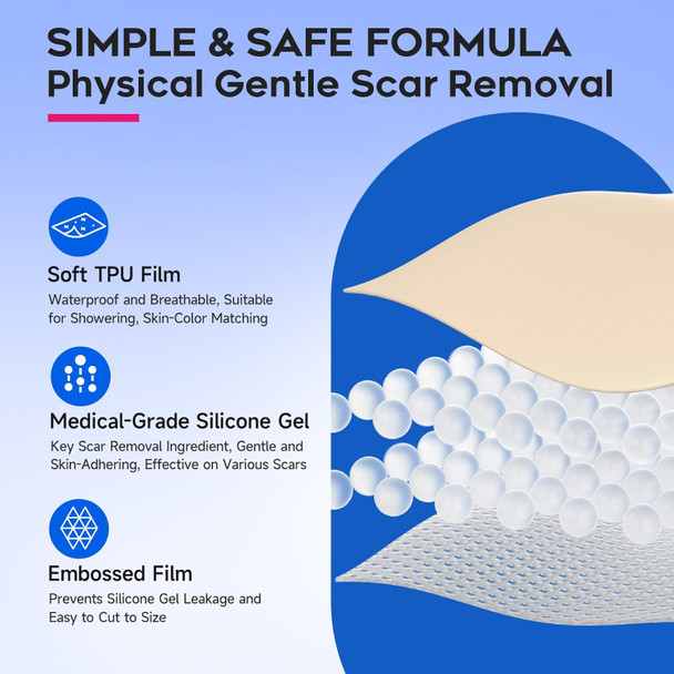 Thicker Silicone Scar Sheets, Medical Grade Silicone Scar Tape Roll (118" X 16") Effective, Strong Stickiness, Scar Sheets For Surgical Scars, Keloid, C-Section, Burn, Acne